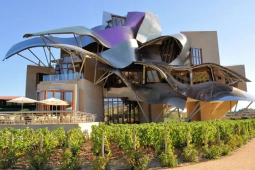 Hotel Marqués de Riscal modern building with roofs similar to the guggenheim museum
